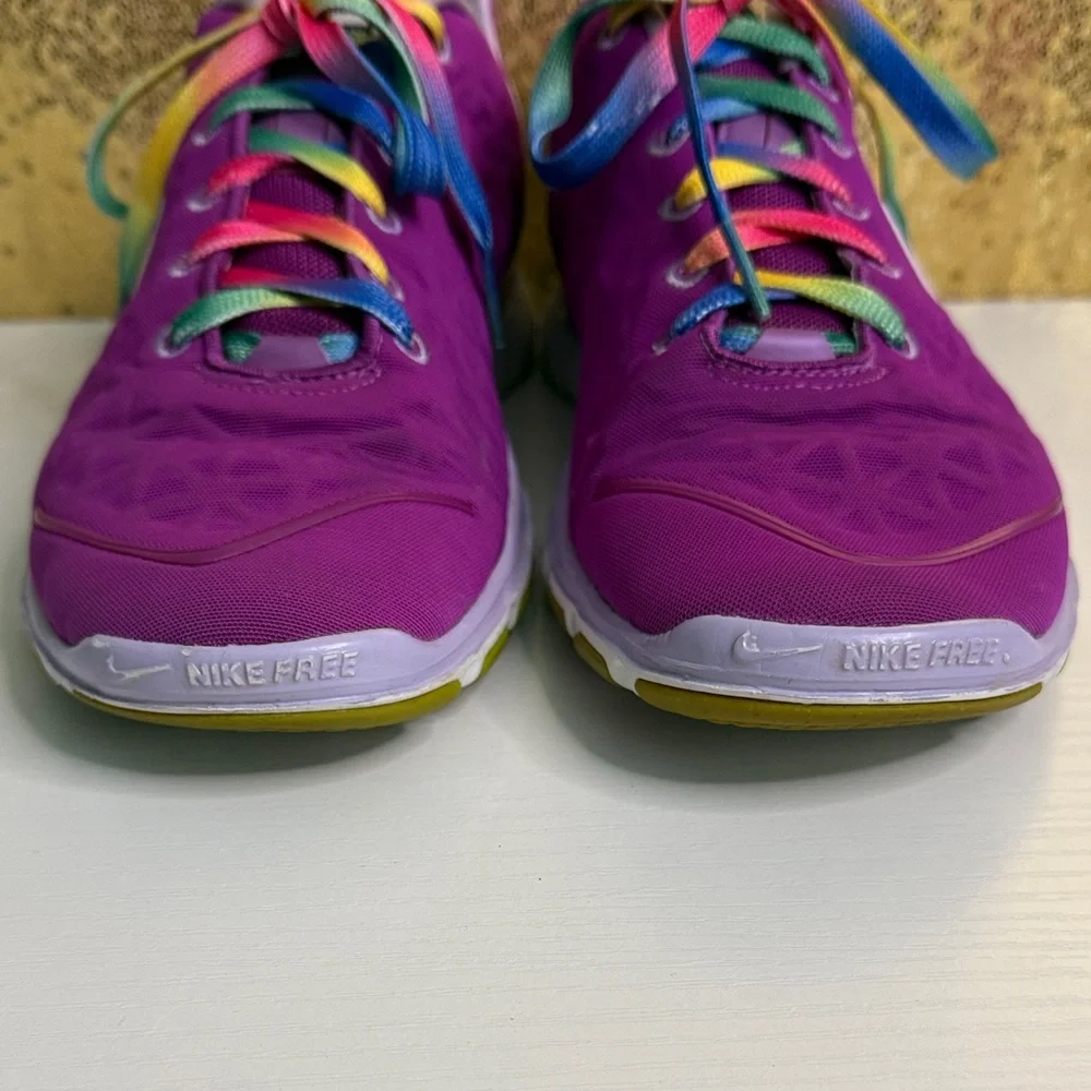 Nike Free Fit 2 Women's Purple Athletic Shoes with Rainbow Laces